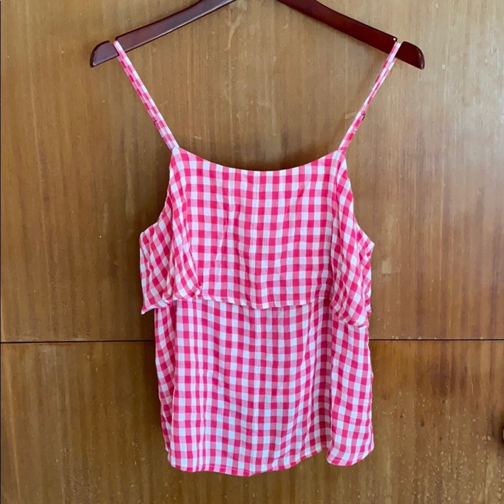 🔥3/$10 ⭐️NWT Abound Gingham Tiered Tank - Picture 2 of 6